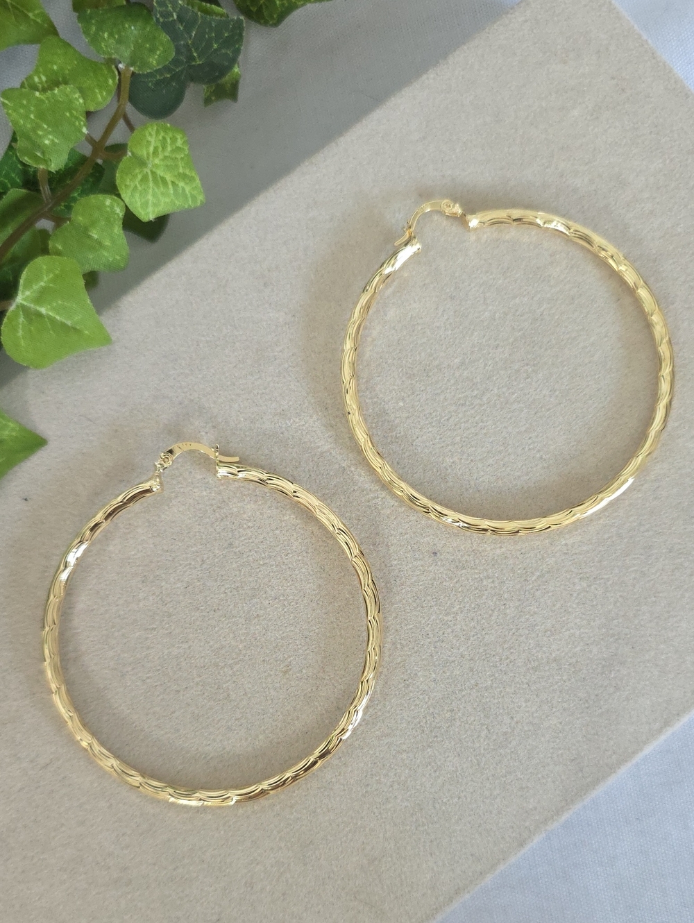 2 1/4" Gold Filled Hoop Swirl Earrings